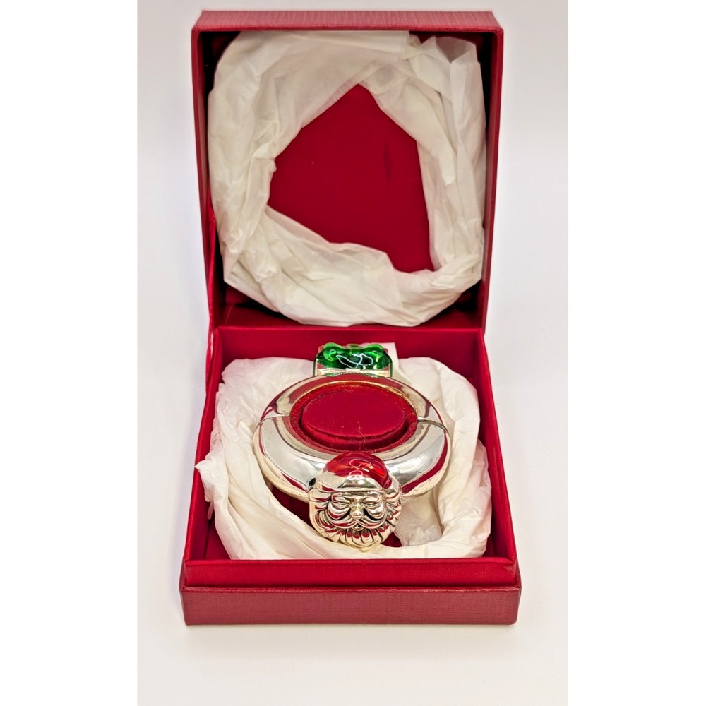 Neiman Marcus Christmas Silverplated Wine Magnetic Bottle Ring Santa/gift